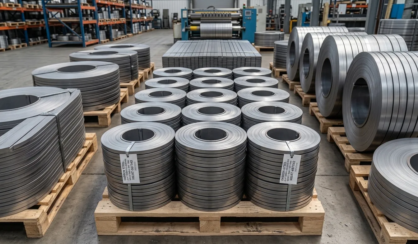 Raw material carbon steel coils ready for steel grating production line