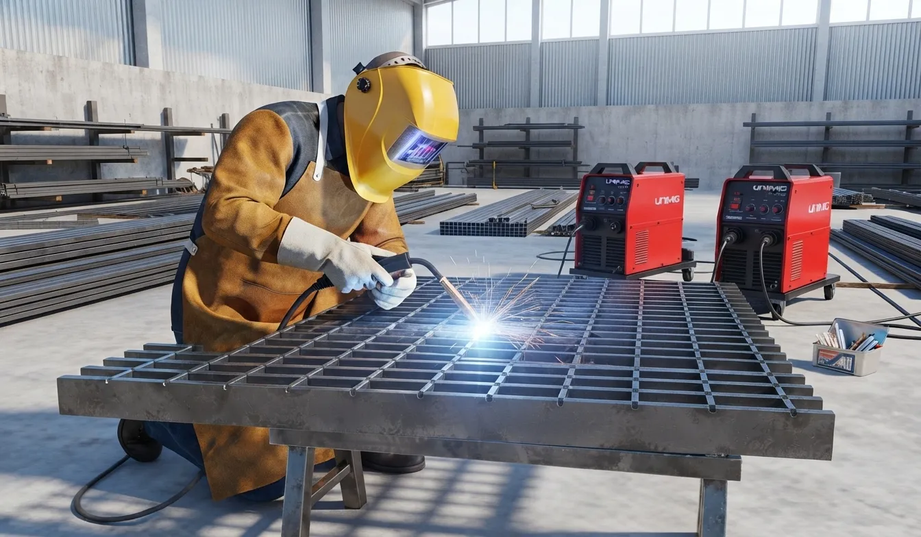 Heavy-duty automated welding production line in steel grating manufacturing factory